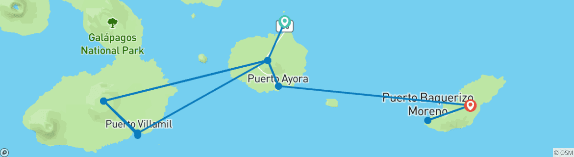 Karte von Ecuador: Komplett Galapagos - Santa Cruz, Isabela & San Cristóbal - 8 Tage/7 Nächte