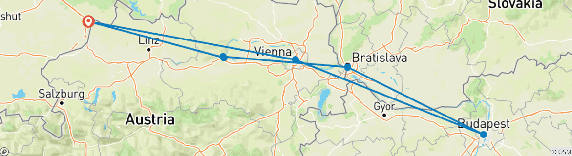 Image d'une carte montrant l'itinéraire du circuit