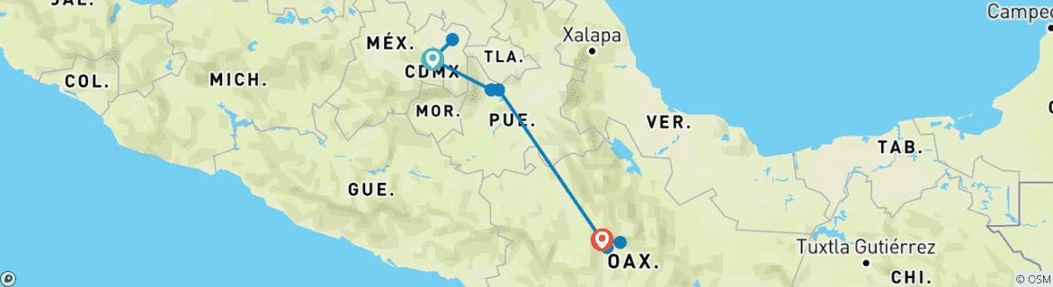 Image d'une carte montrant l'itinéraire du circuit