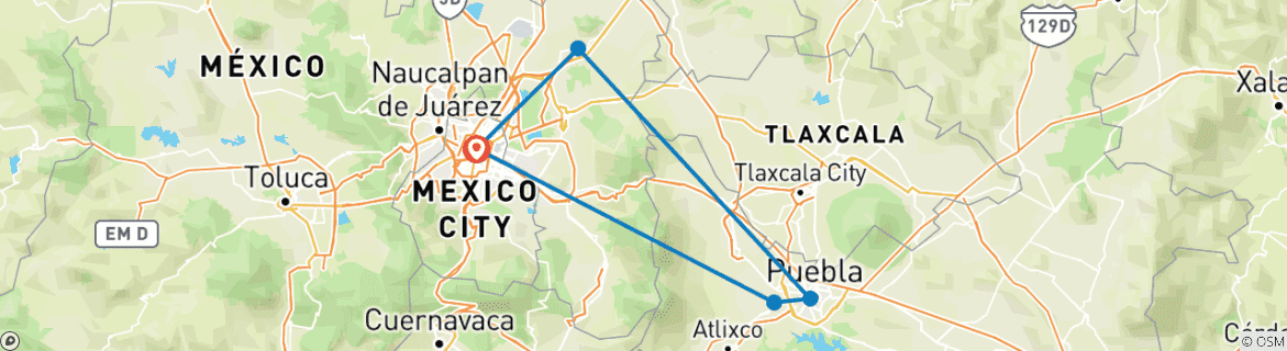 Image d'une carte montrant l'itinéraire du circuit