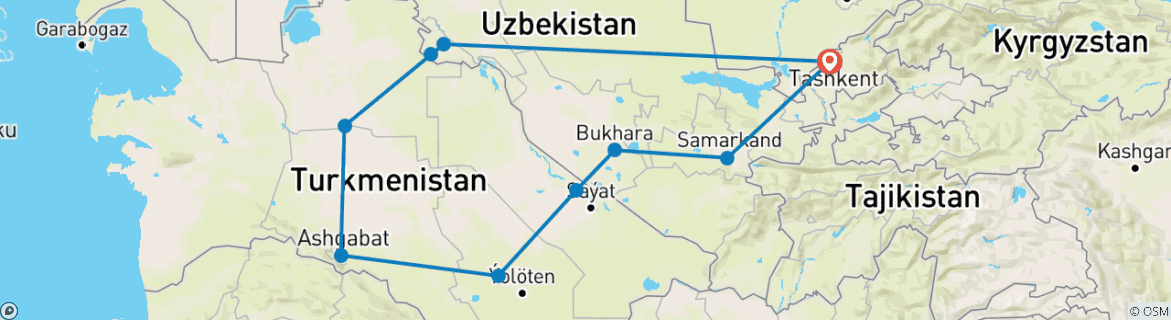 Image d'une carte montrant l'itinéraire du circuit