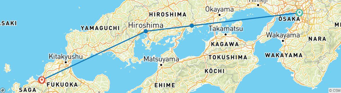 Image d'une carte montrant l'itinéraire du circuit