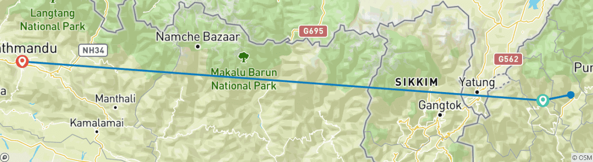 Carte du circuit Circuit au Bhoutan - 2 nuits et 3 jours