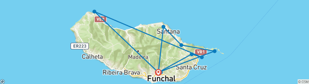 Karte mit der Reiseroute