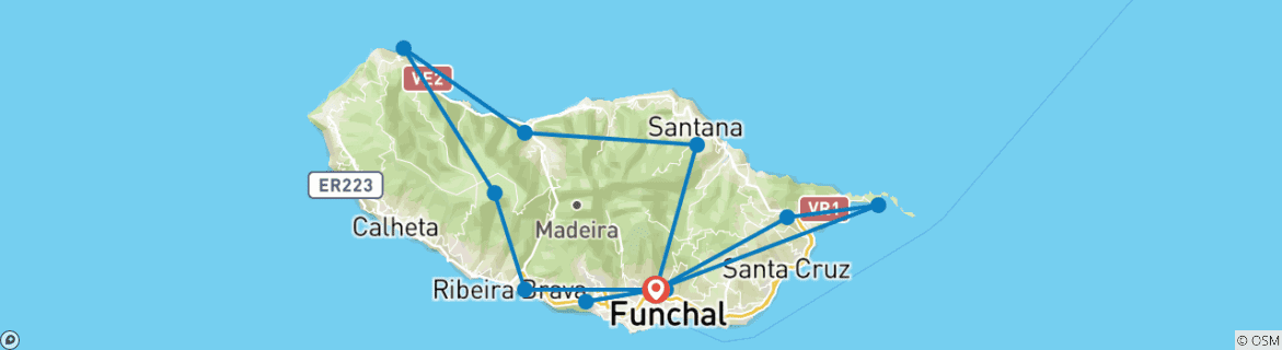 Karte mit der Reiseroute