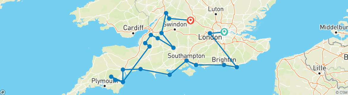 Karte mit der Reiseroute