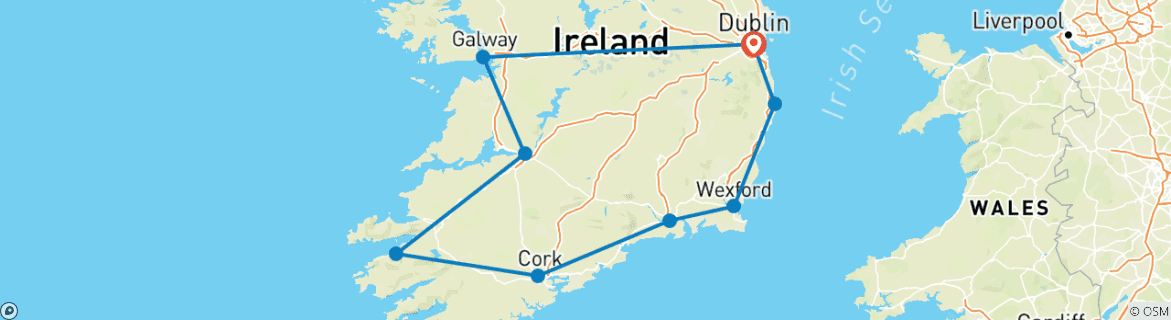 Karte mit der Reiseroute