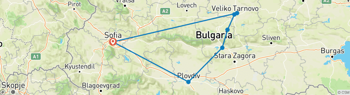 Karte mit der Reiseroute