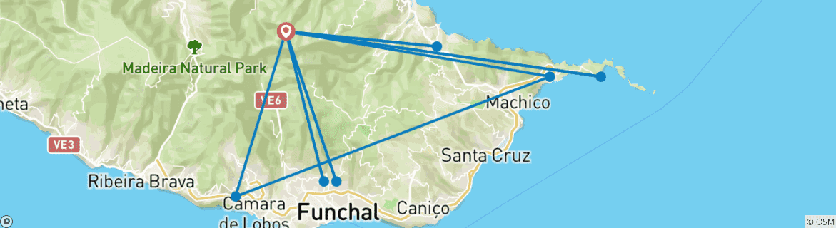 Karte mit der Reiseroute