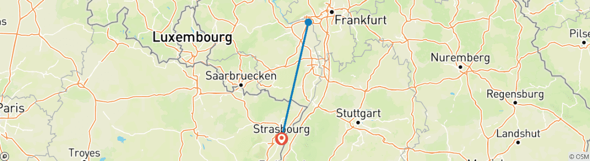 Image d'une carte montrant l'itinéraire du circuit