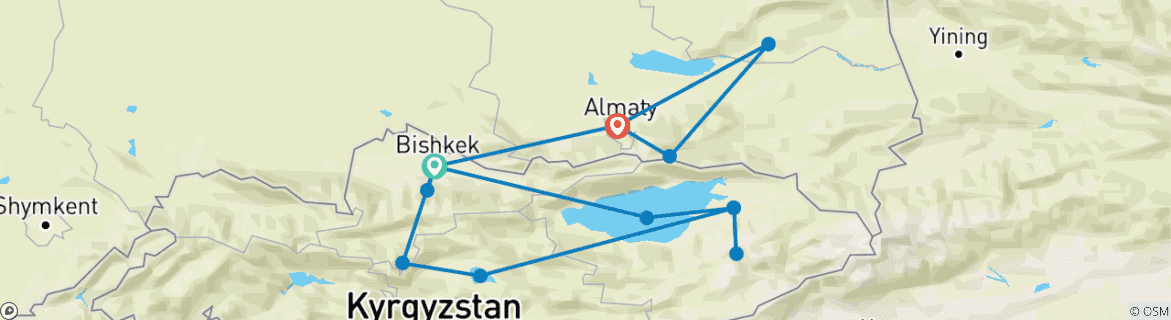 Image d'une carte montrant l'itinéraire du circuit