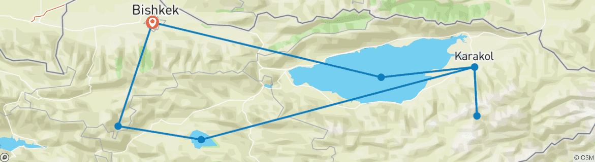Karte mit der Reiseroute