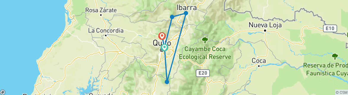 Karte mit der Reiseroute