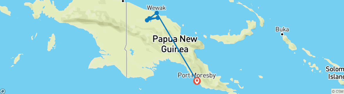 Foto van een kaart met de route van de rondreis