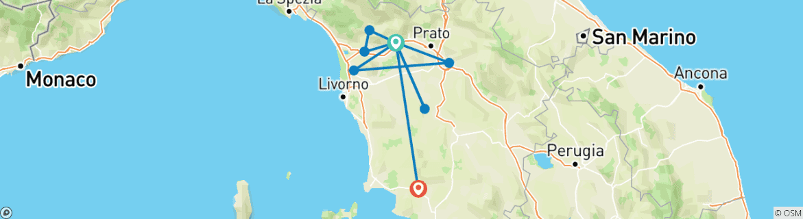 Image d'une carte montrant l'itinéraire du circuit