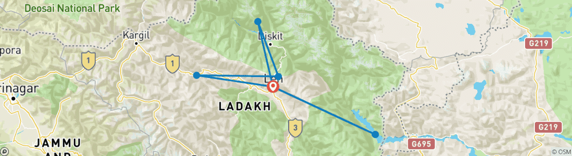 Karte mit der Reiseroute