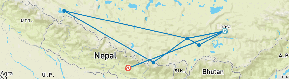 Foto van een kaart met de route van de rondreis