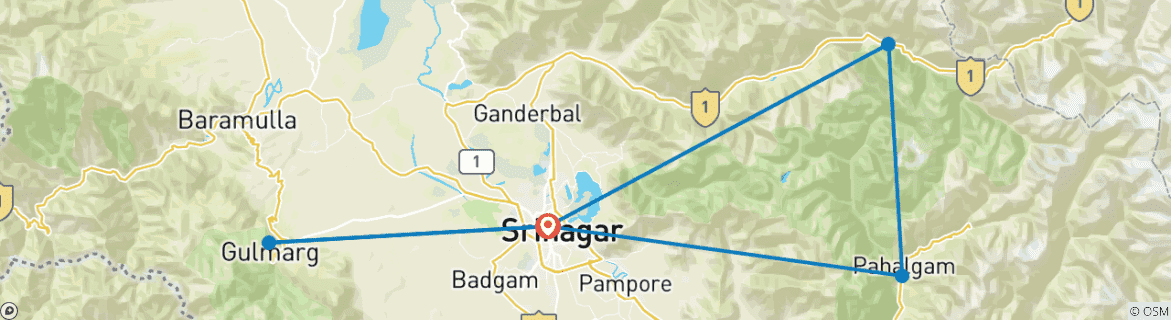 Image d'une carte montrant l'itinéraire du circuit