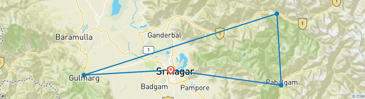 Image d'une carte montrant l'itinéraire du circuit