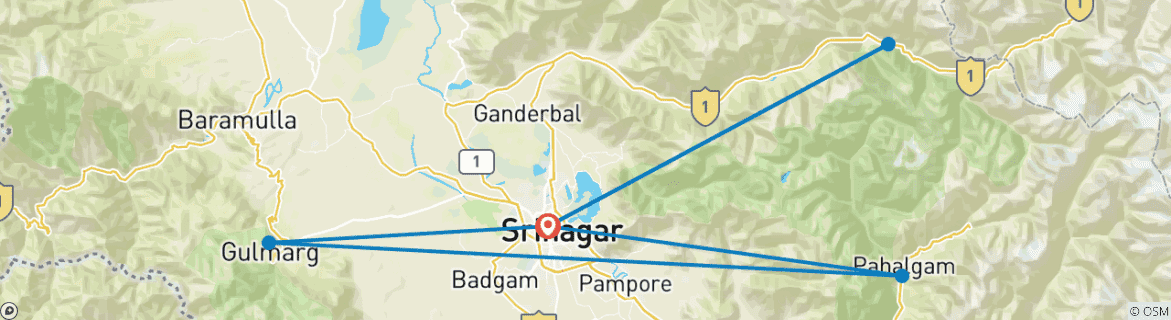 Karte mit der Reiseroute