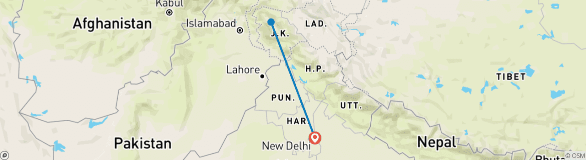 Karte mit der Reiseroute