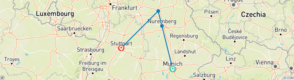 Foto van een kaart met de route van de rondreis