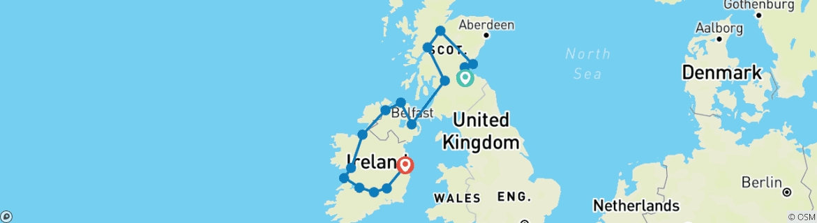 Foto van een kaart met de route van de rondreis