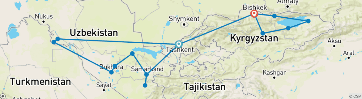 Image d'une carte montrant l'itinéraire du circuit