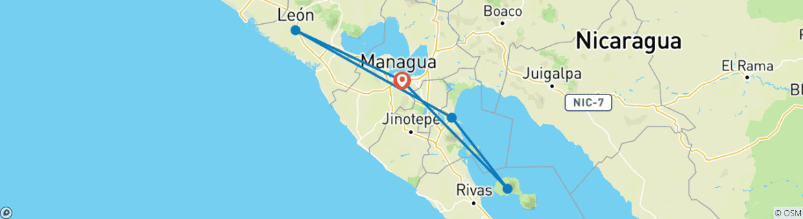 Image d'une carte montrant l'itinéraire du circuit