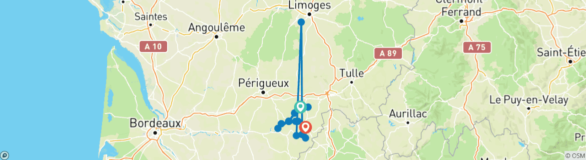 Foto van een kaart met de route van de rondreis