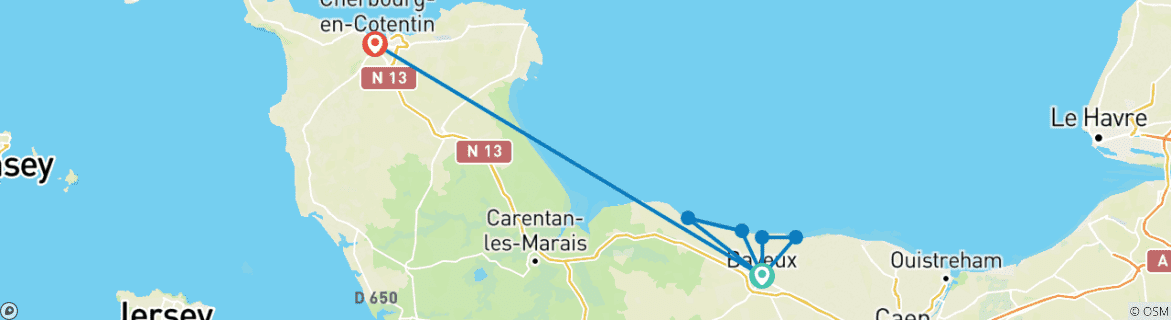 Karte mit der Reiseroute