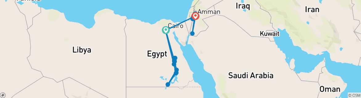 Karte mit der Reiseroute