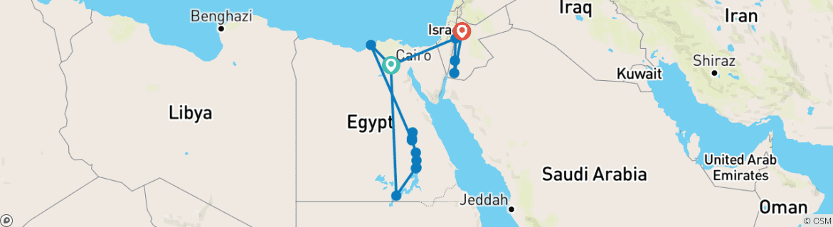 Karte mit der Reiseroute