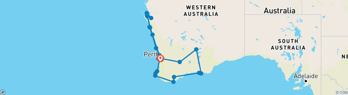 Image d'une carte montrant l'itinéraire du circuit