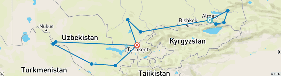 Image d'une carte montrant l'itinéraire du circuit