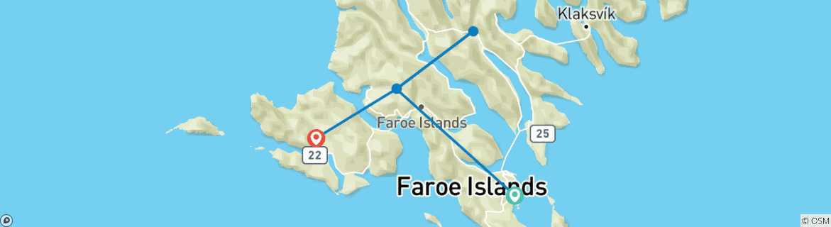 Karte mit der Reiseroute