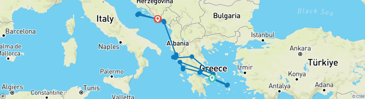 Image d'une carte montrant l'itinéraire du circuit