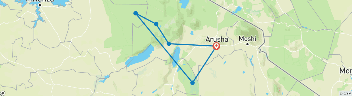 Image d'une carte montrant l'itinéraire du circuit