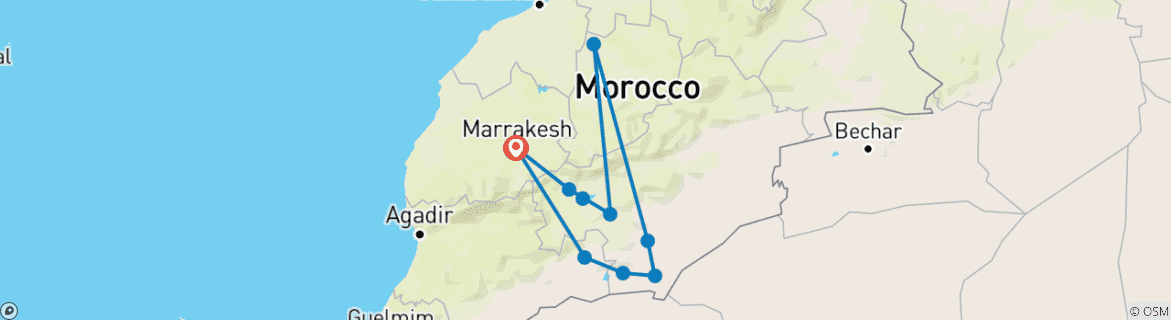 Image d'une carte montrant l'itinéraire du circuit