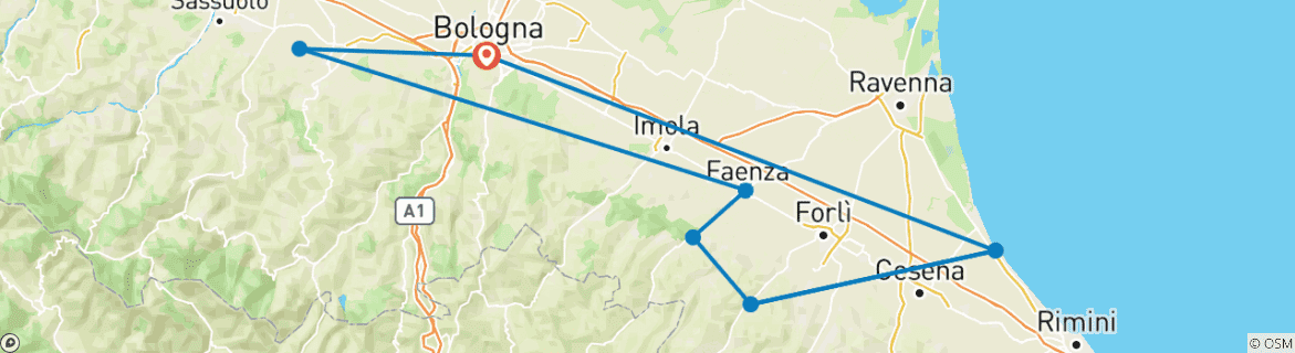 Image d'une carte montrant l'itinéraire du circuit