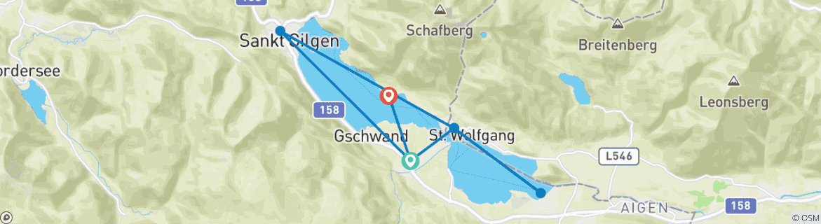 Foto van een kaart met de route van de rondreis