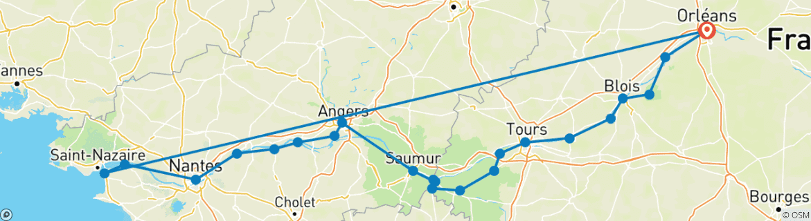 Image d'une carte montrant l'itinéraire du circuit