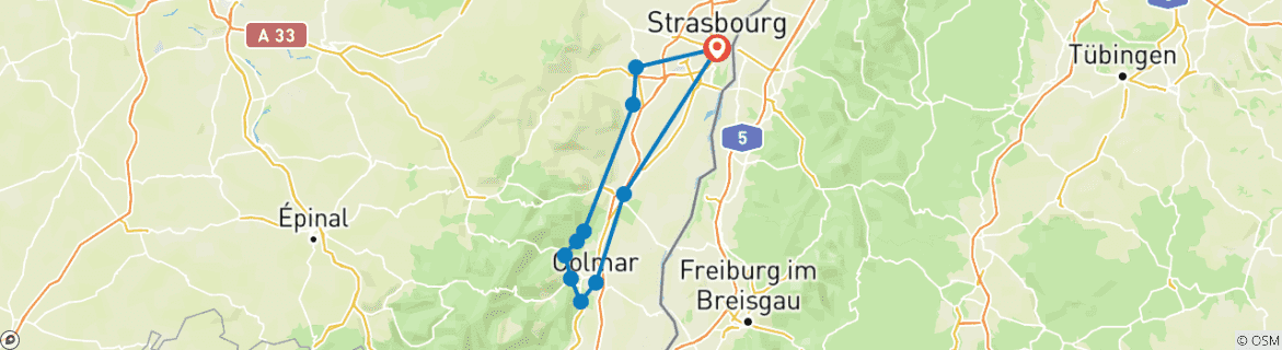 Karte mit der Reiseroute