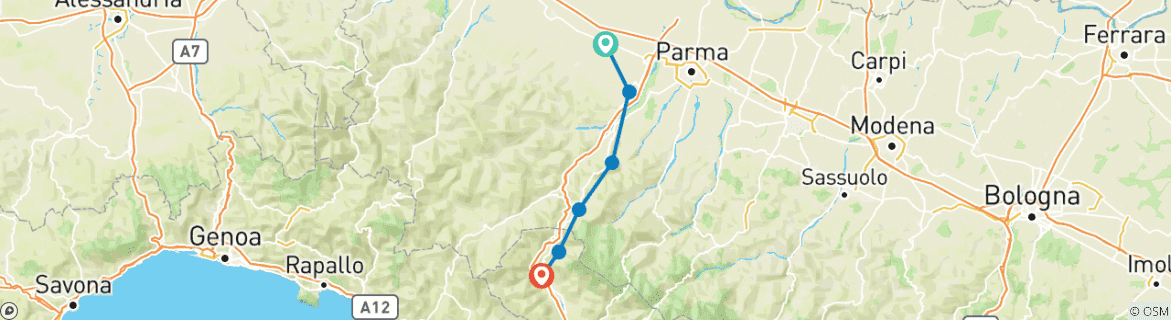 Karte mit der Reiseroute