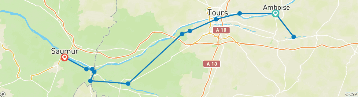 Image d'une carte montrant l'itinéraire du circuit