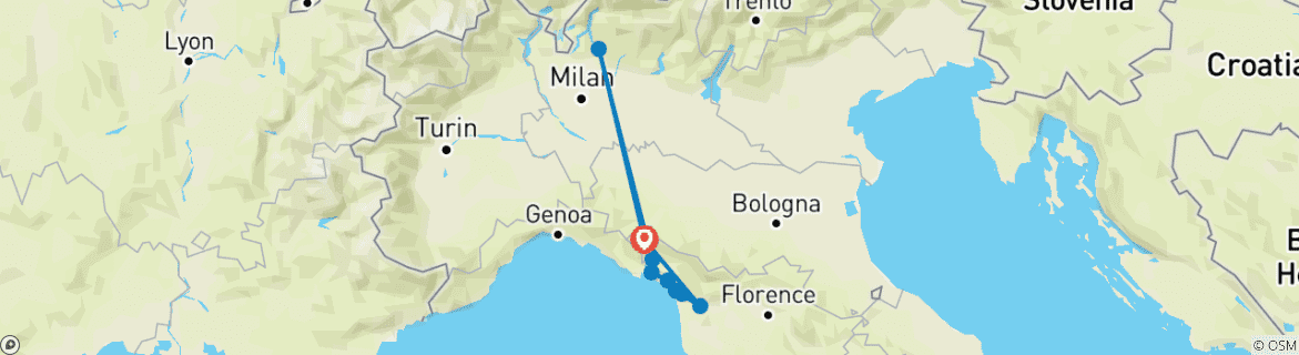 Karte mit der Reiseroute