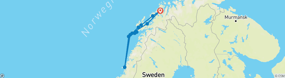 Karte mit der Reiseroute