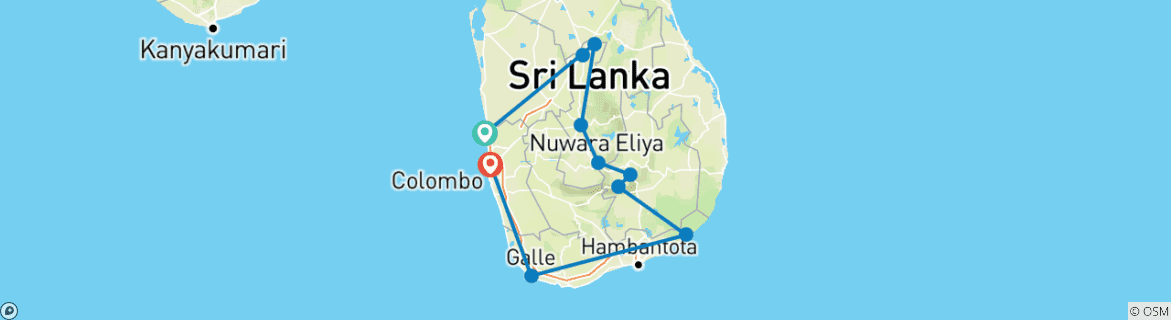 Image d'une carte montrant l'itinéraire du circuit