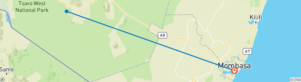 Image d'une carte montrant l'itinéraire du circuit