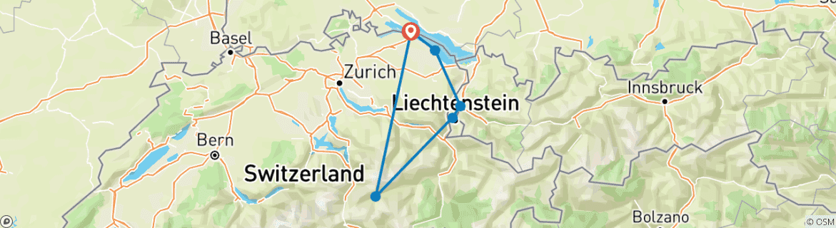 Carte du circuit Cycle alpin rhénan